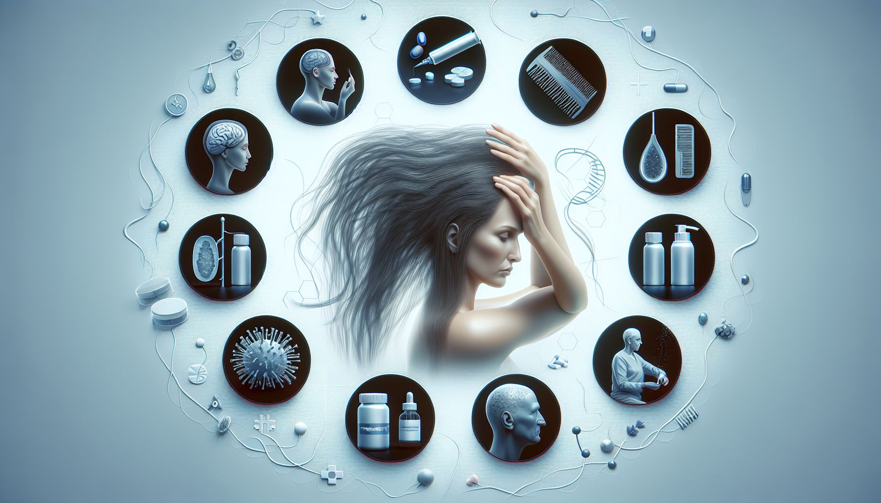 Image d'une personne examinant ses cheveux pour la perte de cheveux